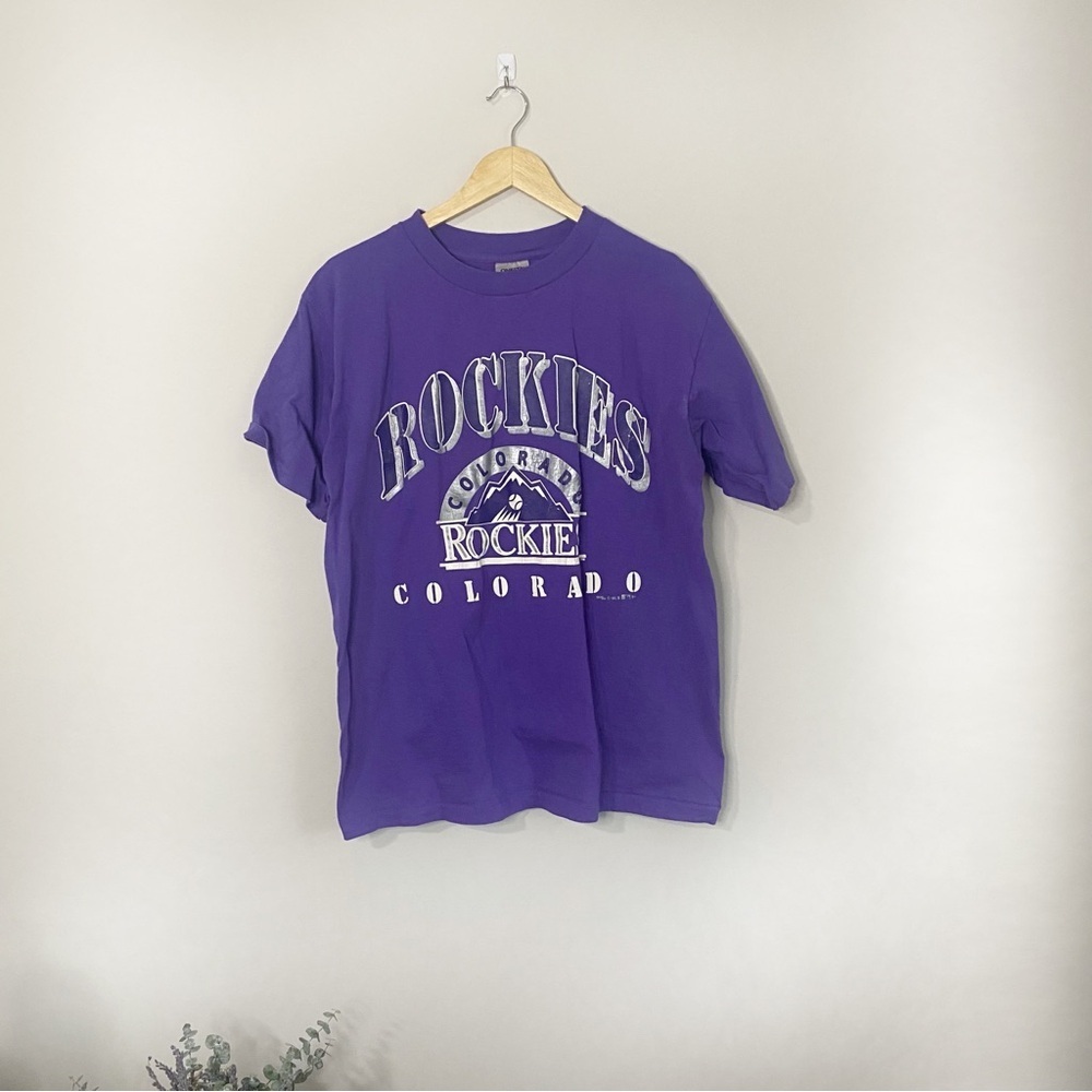 Vintage Colorado Rockies 100% Cotton Purple Short Sleeve T-shirt